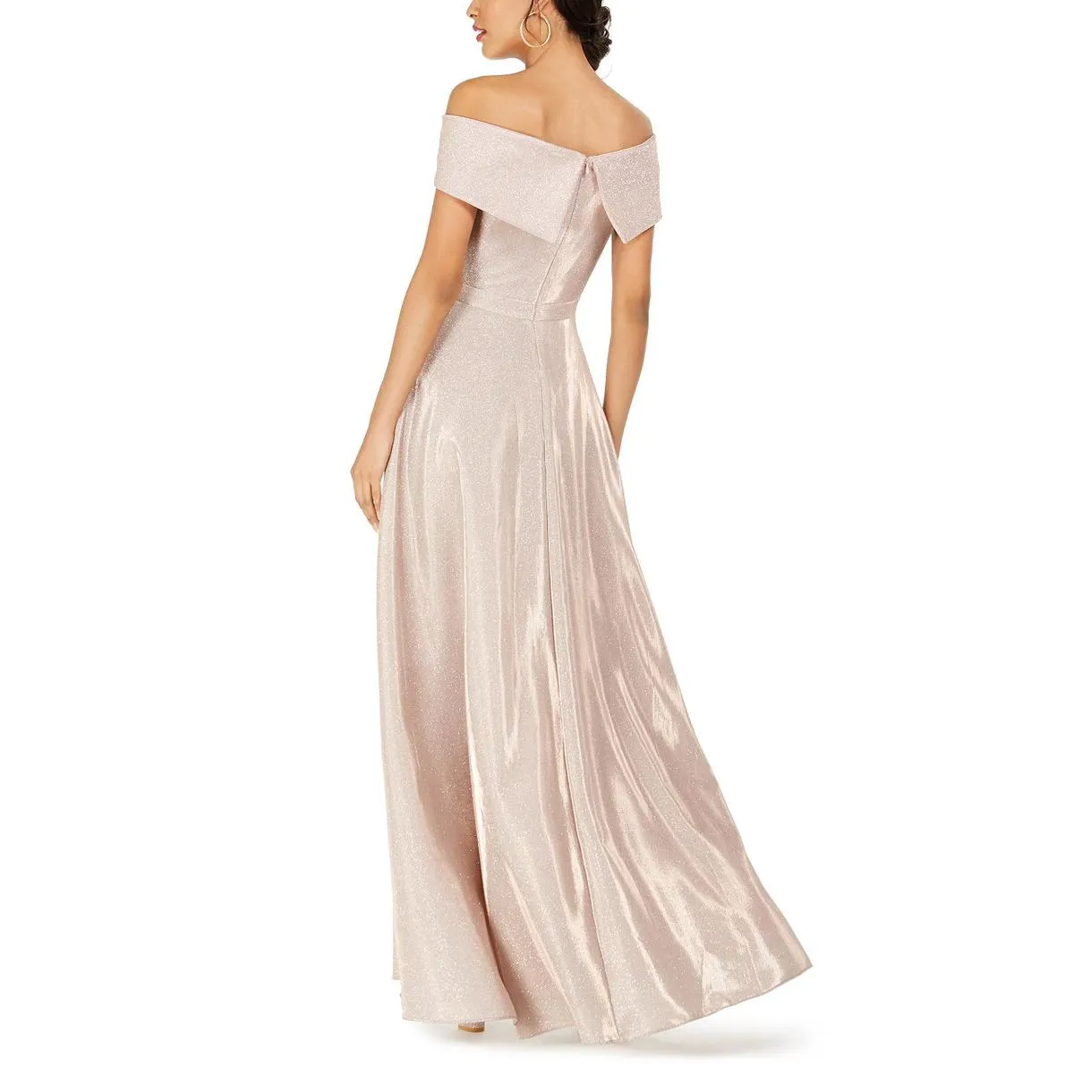 Selling Fast Petites Womens Off-The-Shoulder Glitter Evening Dress  Limited Stock!