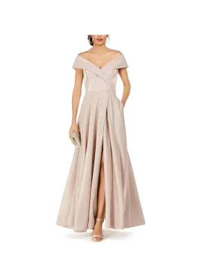Selling Fast Petites Womens Off-The-Shoulder Glitter Evening Dress  Limited Stock!