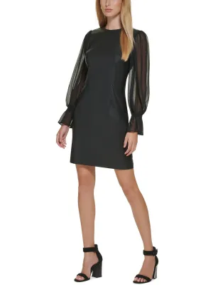 Selling Fast Womens Faux Leather Knee Sheath Dress  Almost Gone!