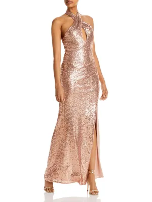 Selling Fast Womens Sequined Halter Evening Dress  Almost Gone!