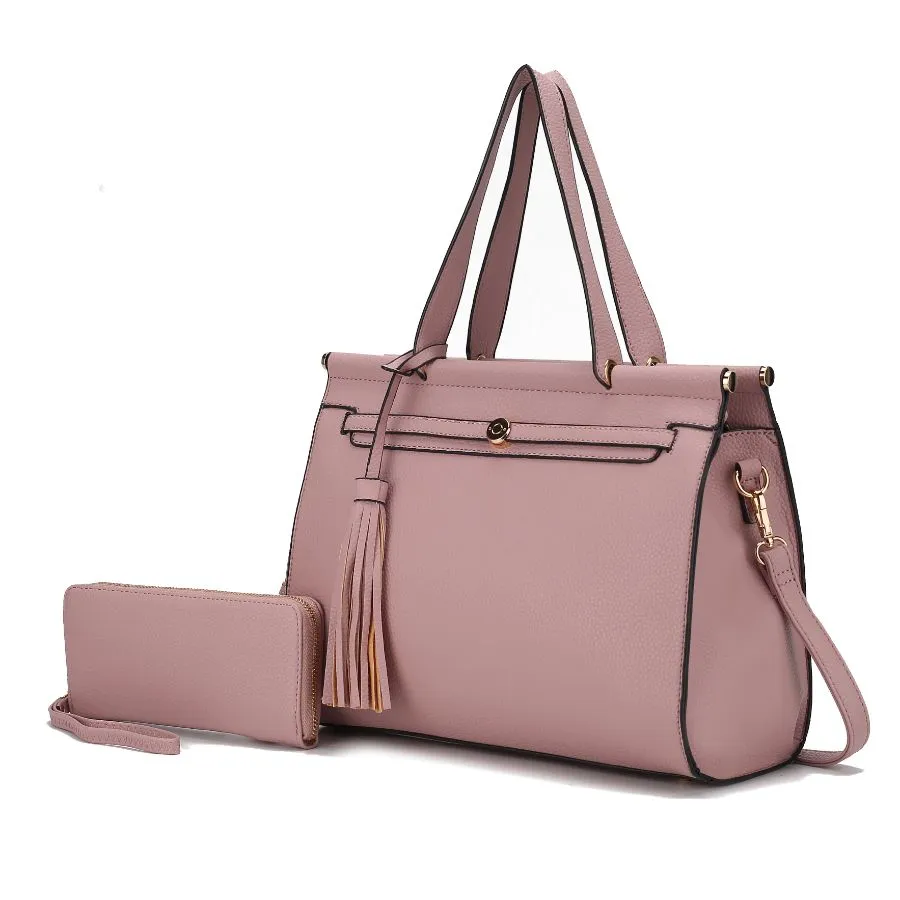 Shelby Vegan Leather Womens Satchel Bag with wallet -2 pieces