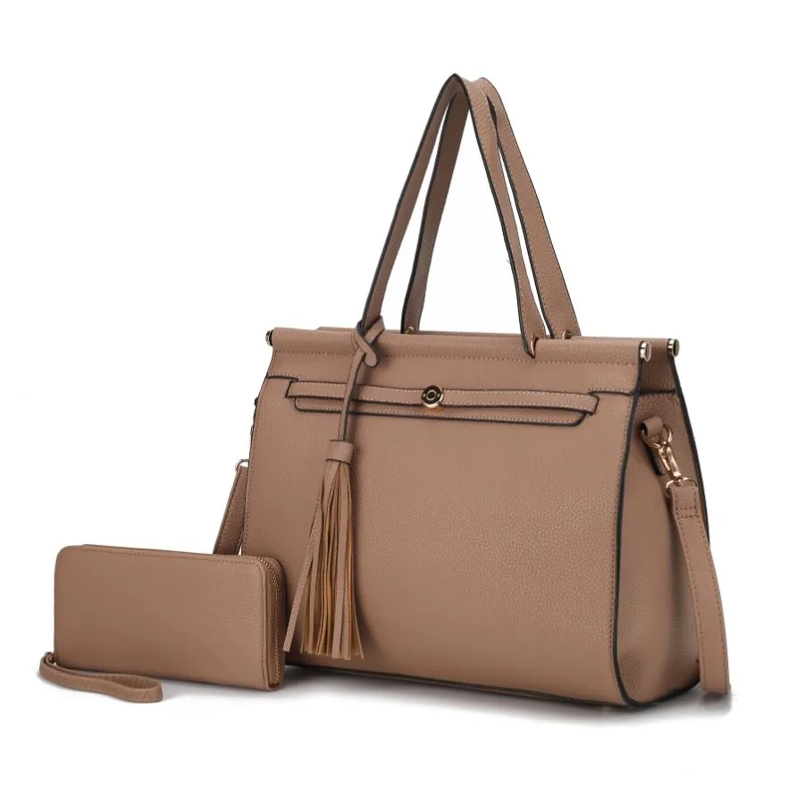 Shelby Vegan Leather Womens Satchel Bag with wallet -2 pieces