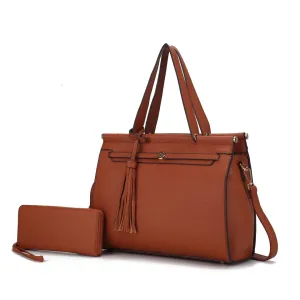 Shelby Vegan Leather Womens Satchel Bag with wallet -2 pieces