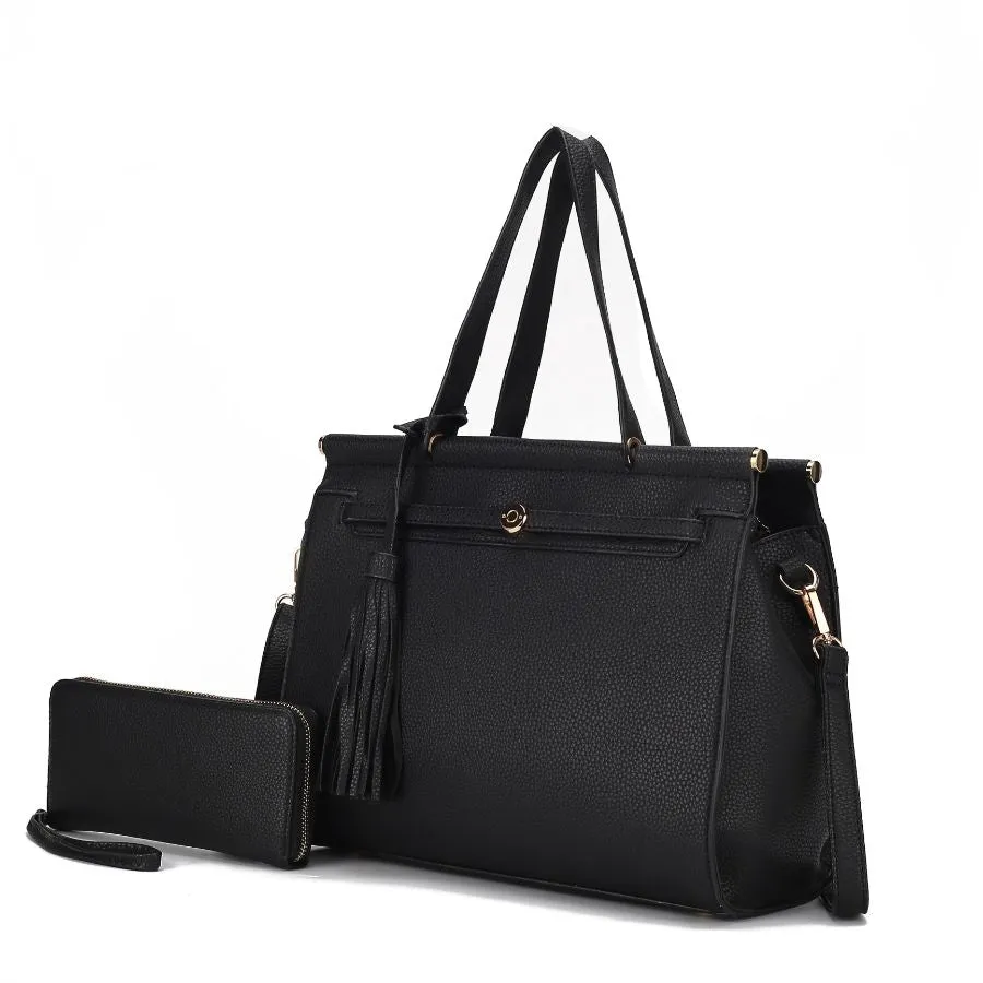 Shelby Vegan Leather Womens Satchel Bag with wallet -2 pieces