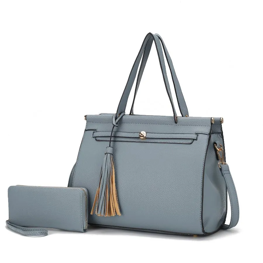 Shelby Vegan Leather Womens Satchel Bag with wallet -2 pieces