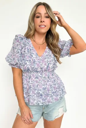 Sherrie Floral Pleated Smocked Waist Top - FINAL SALE