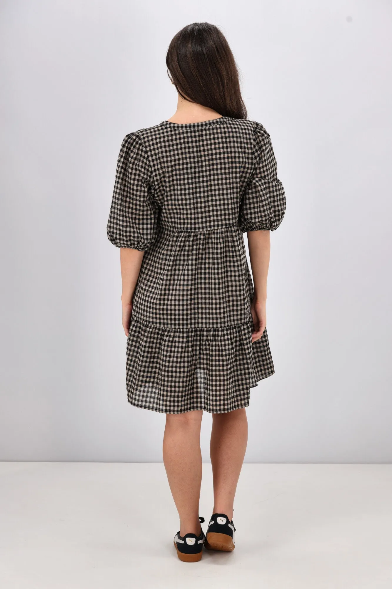 Shine On Label Eve Mini Dress Black Check