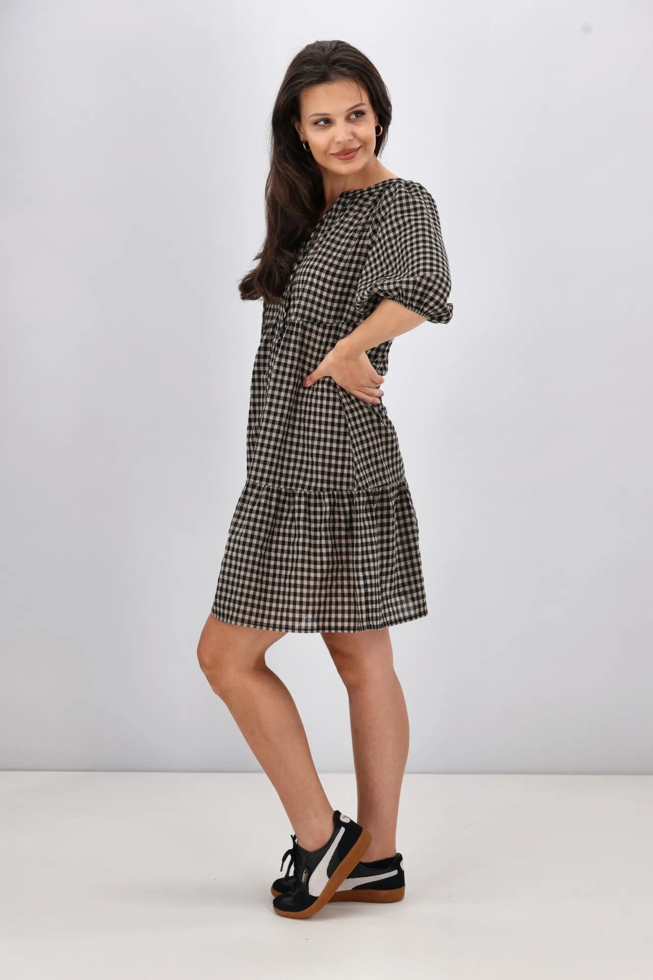 Shine On Label Eve Mini Dress Black Check