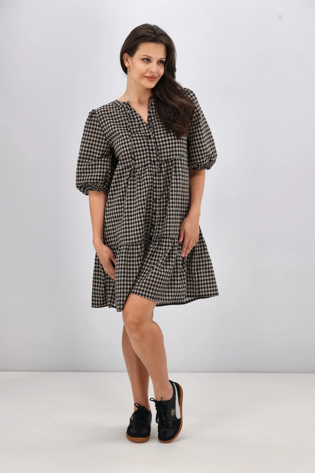 Shine On Label Eve Mini Dress Black Check