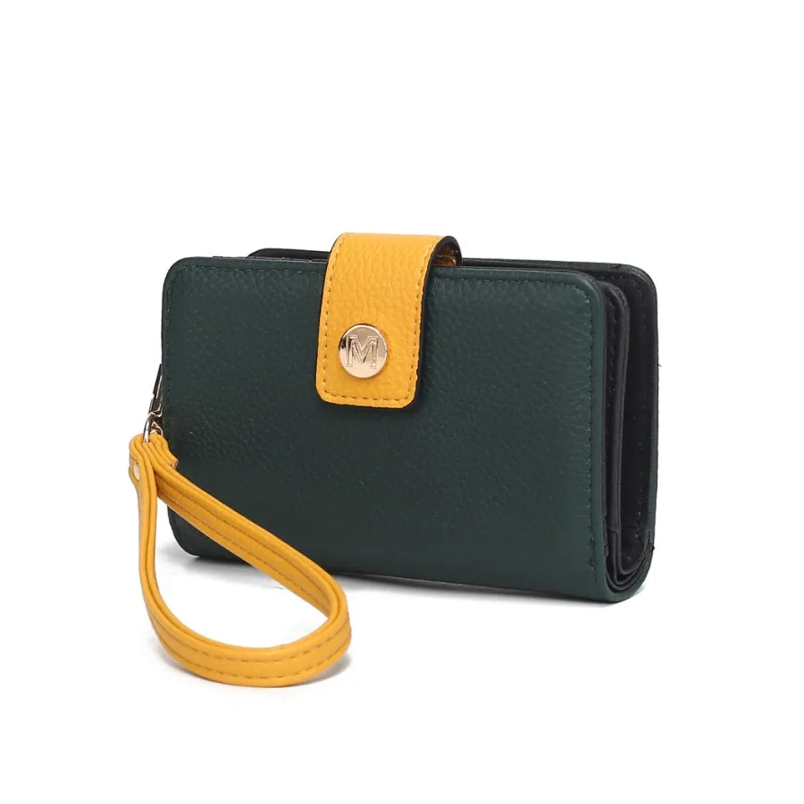 Shira Color Block Vegan Leather Womens Wallet with wristlet by Mia K