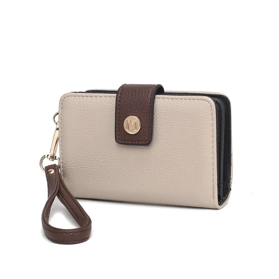Shira Color Block Vegan Leather Womens Wallet with wristlet by Mia K