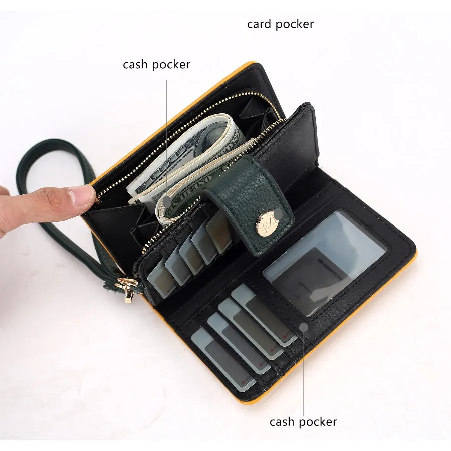 Shira Color Block Vegan Leather Womens Wallet with wristlet by Mia K