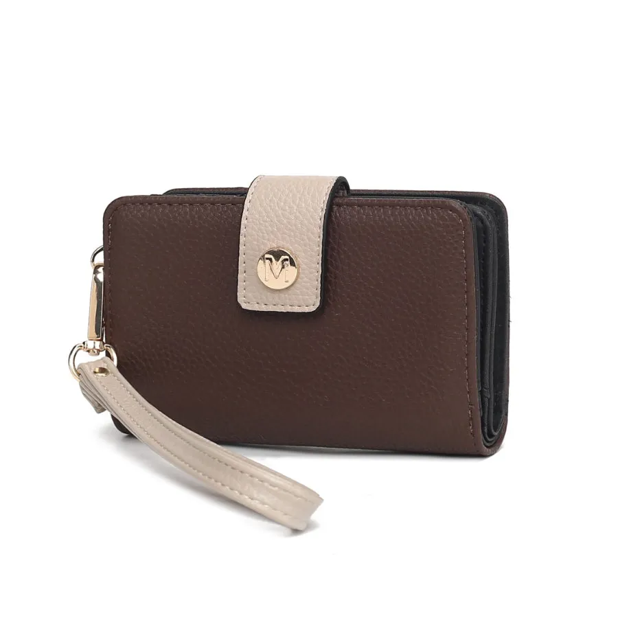 Shira Color Block Vegan Leather Womens Wallet with wristlet by Mia K