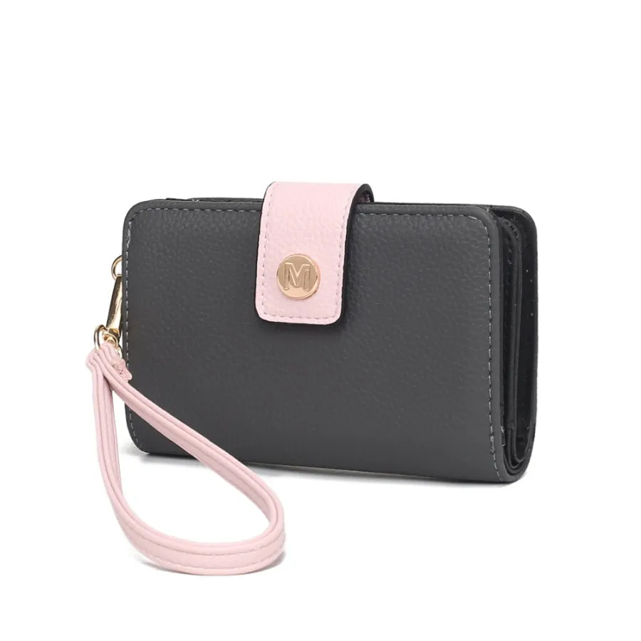 Shira Color Block Vegan Leather Womens Wallet with wristlet by Mia K