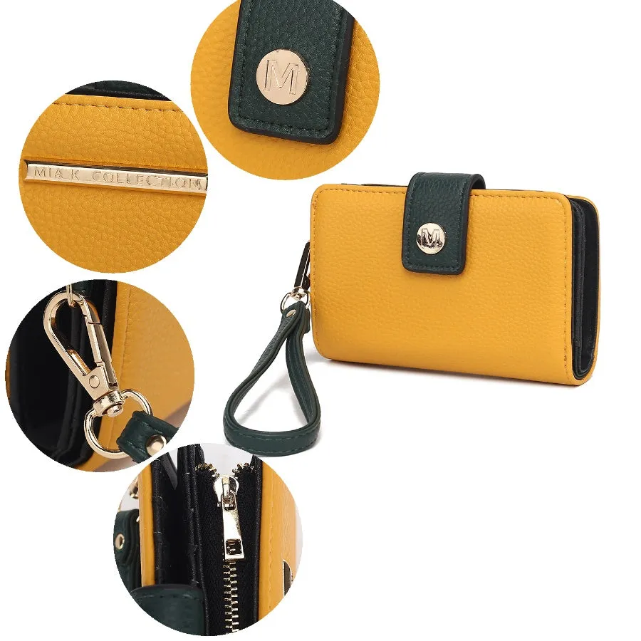 Shira Color Block Vegan Leather Womens Wallet with wristlet by Mia K