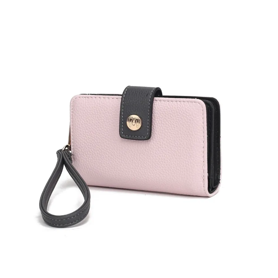 Shira Color Block Vegan Leather Womens Wallet with wristlet by Mia K