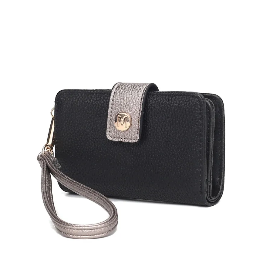 Shira Color Block Vegan Leather Womens Wallet with wristlet by Mia K