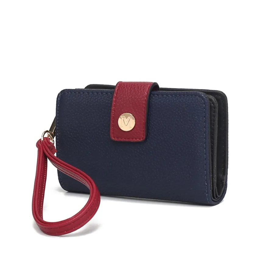 Shira Color Block Vegan Leather Womens Wallet with wristlet by Mia K