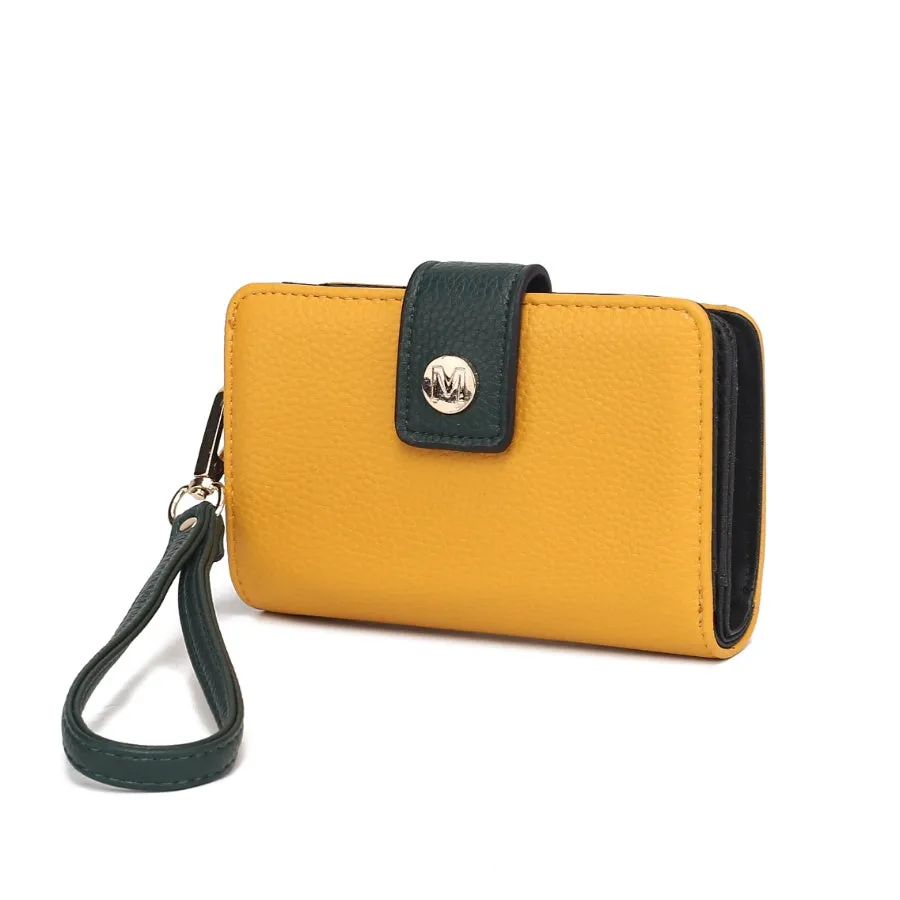 Shira Color Block Vegan Leather Womens Wallet with wristlet by Mia K