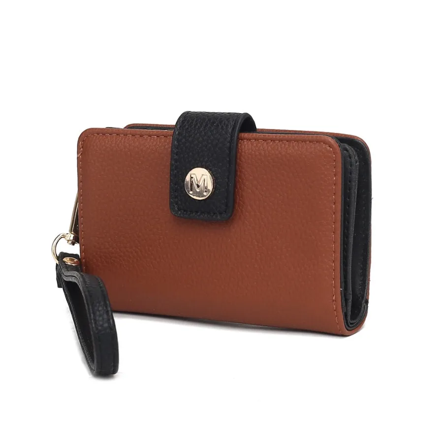 Shira Color Block Vegan Leather Womens Wallet with wristlet by Mia K