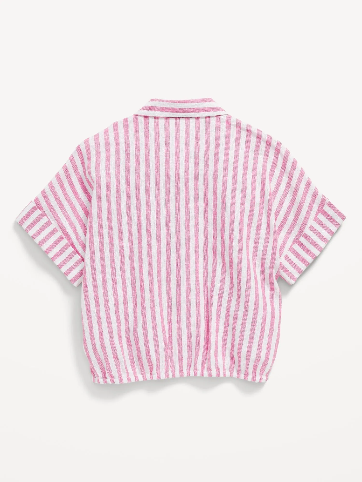 Short-Sleeve Striped Linen-Blend Top for Girls