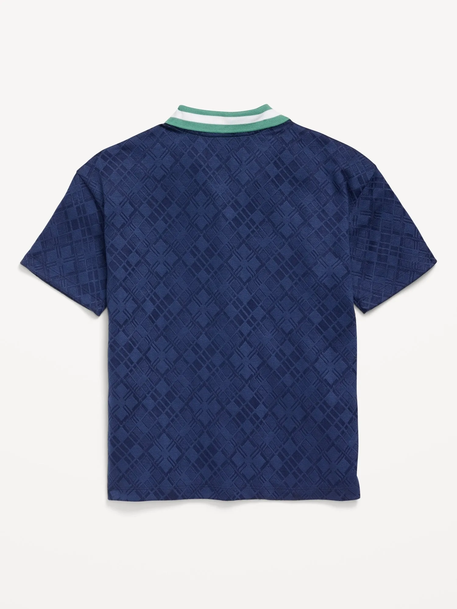 Short-Sleeve Textured-Knit Collared Shirt for Boys