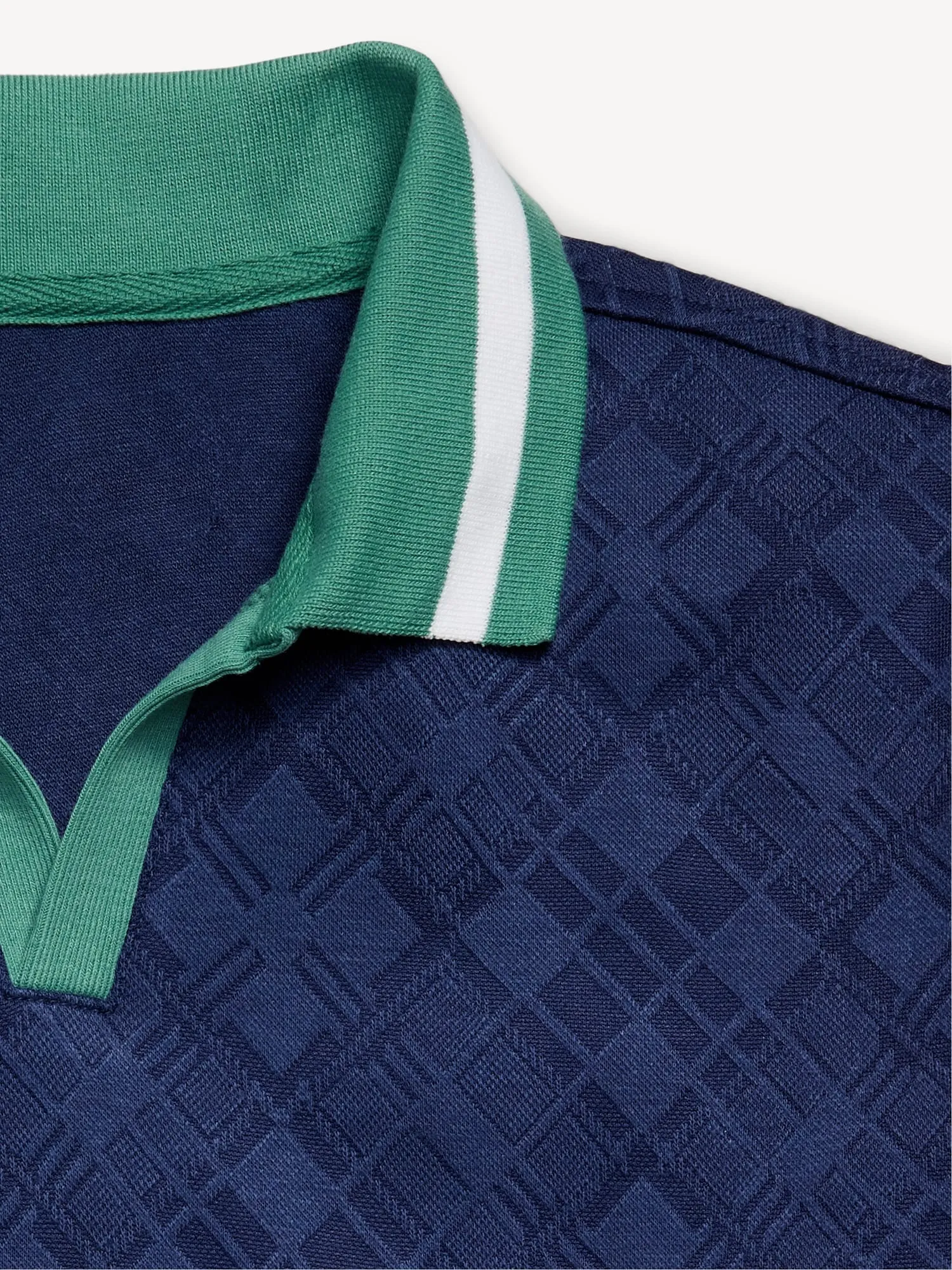 Short-Sleeve Textured-Knit Collared Shirt for Boys