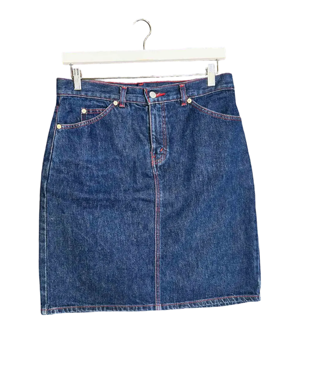 Size 32 (14) | Levi's Dark Blue Denim Knee Length Skirt