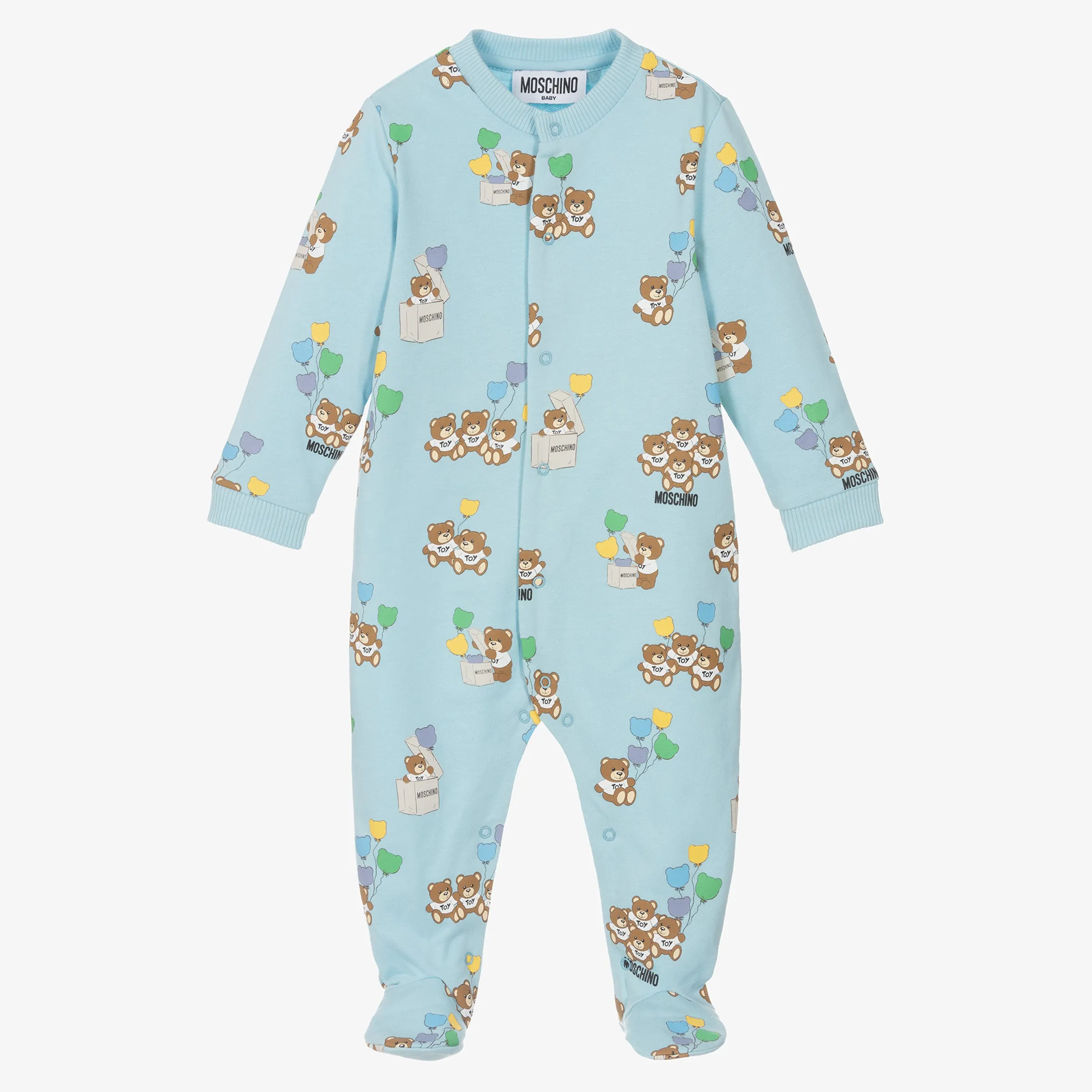 Sky Blue Teddy & Balloon Logo Babygrow