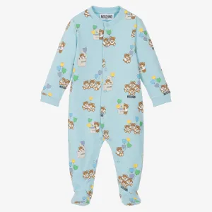 Sky Blue Teddy & Balloon Logo Babygrow
