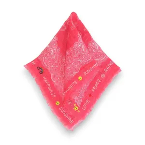 SMALL LINEN PAISLEY SCARF BUBBLEGUM 50X50