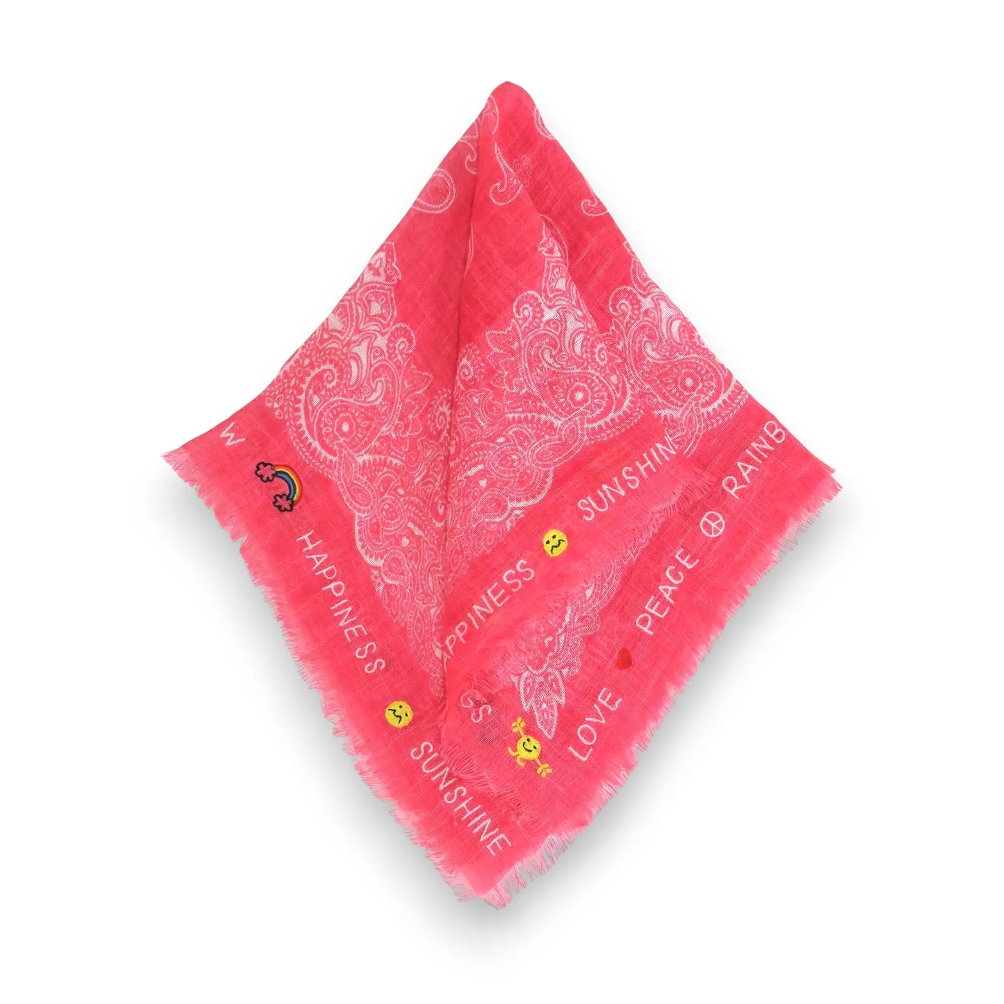 SMALL LINEN PAISLEY SCARF BUBBLEGUM 50X50