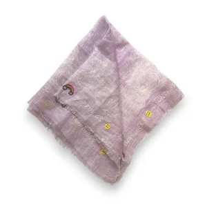 SMALL LINEN PAISLEY SCARF LILAC 50X50