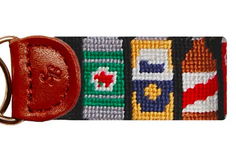 Smathers and Branson Beer Cans Needlepoint Key Fob