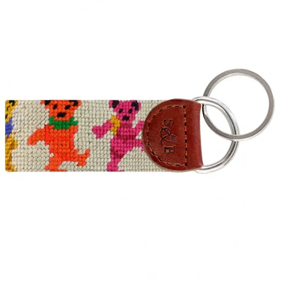 Smathers and Branson Dancing Bears Needlepoint Key Fob - Oatmeal