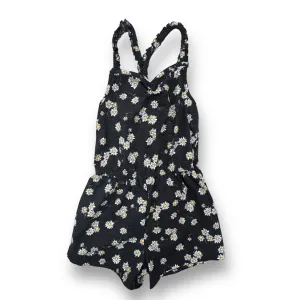 SO Girls Size 10/12 Youth Daisy Print Elastic Waist Spaghetti Strap Romper