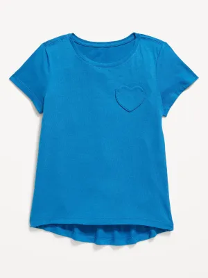 Softest Short-Sleeve Heart-Pocket T-Shirt for Girls