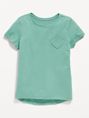 Softest Short-Sleeve Heart-Pocket T-Shirt for Girls