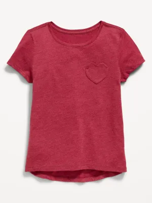 Softest Short-Sleeve Heart-Pocket T-Shirt for Girls