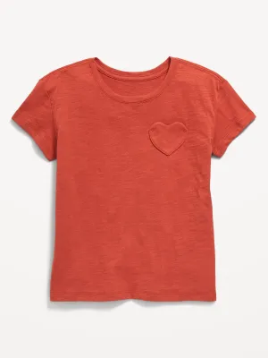 Softest Short-Sleeve Heart-Pocket T-Shirt for Girls