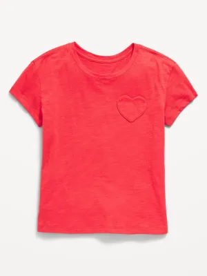 Softest Short-Sleeve Heart-Pocket T-Shirt for Girls