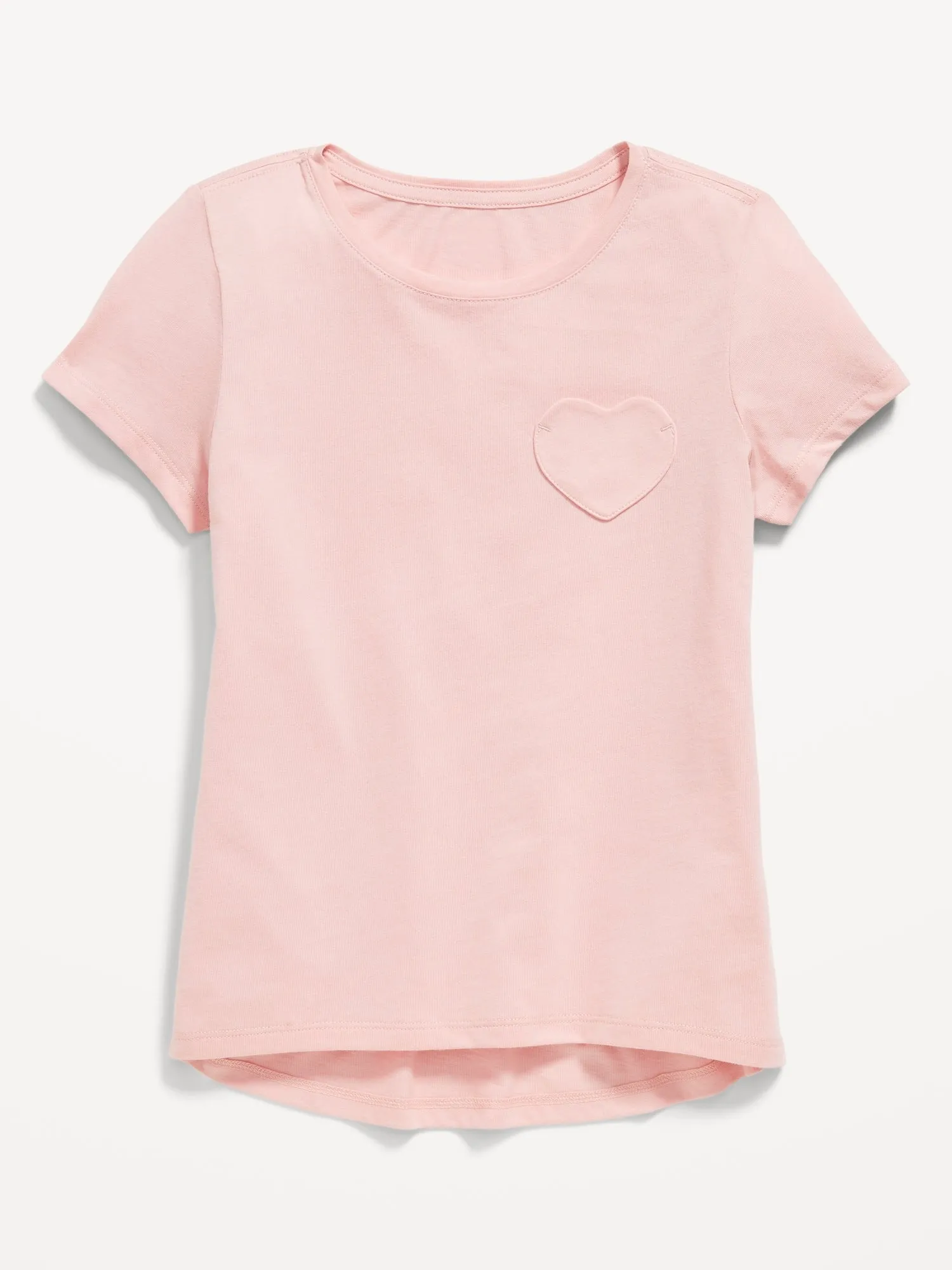 Softest Short-Sleeve Heart-Pocket T-Shirt for Girls