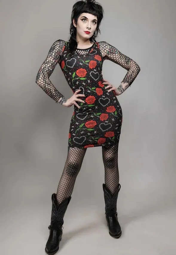 Sourpuss Clothing - Barbed Wire Tank Black - Dress