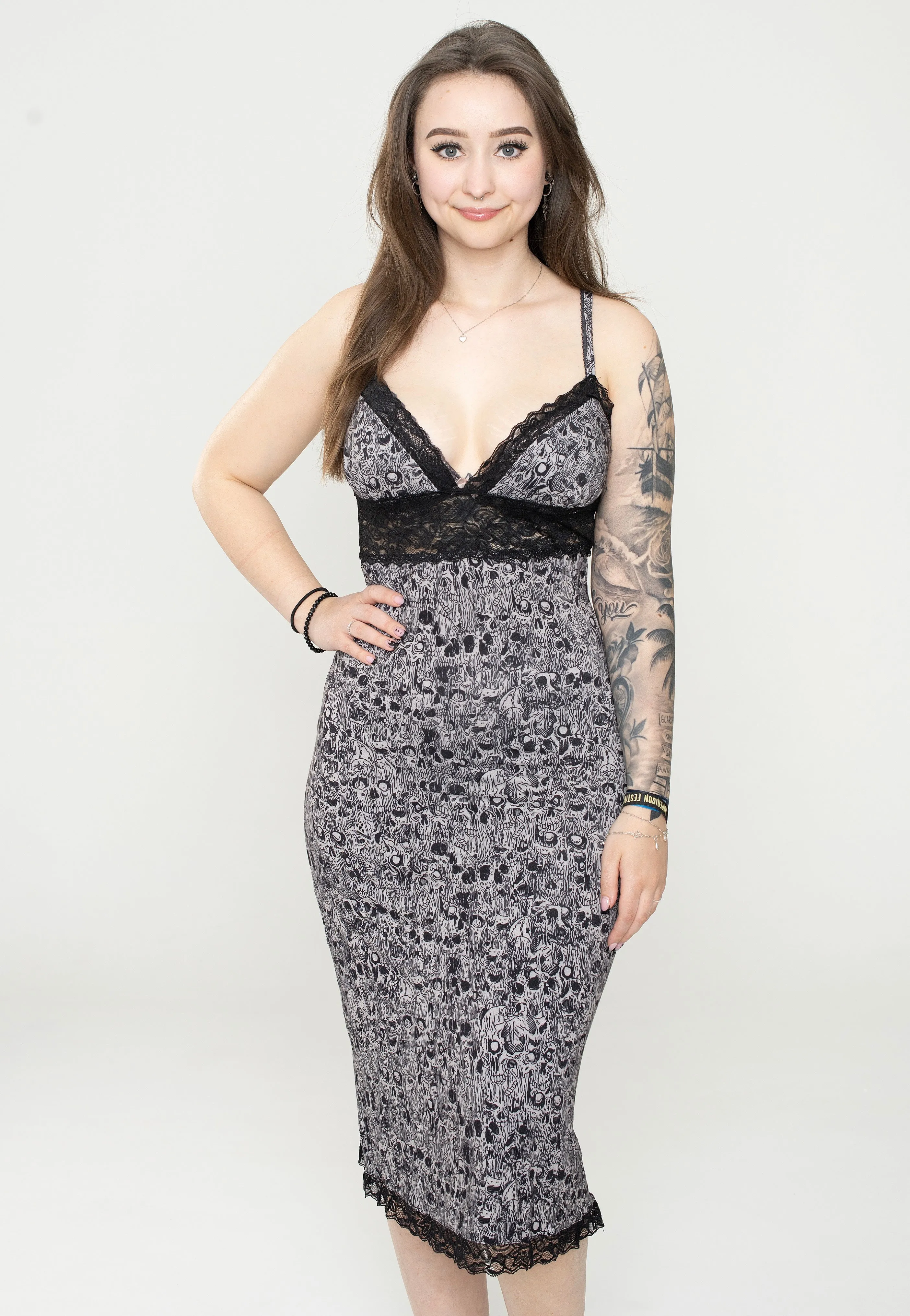 Sourpuss Clothing - Melting Skulls Slip Away - Dress