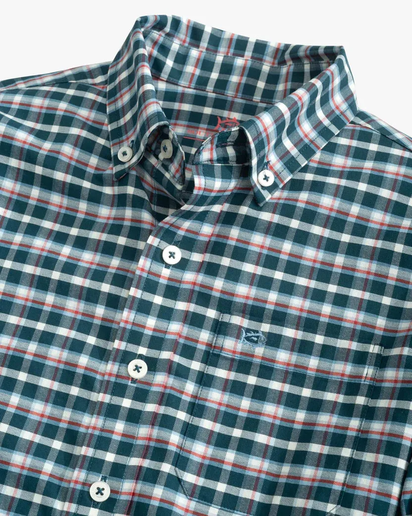 Southern Tide Boy's Coastal Passage Bowden Plaid Long Sleeve Sportshirt - Georgian Bay Green