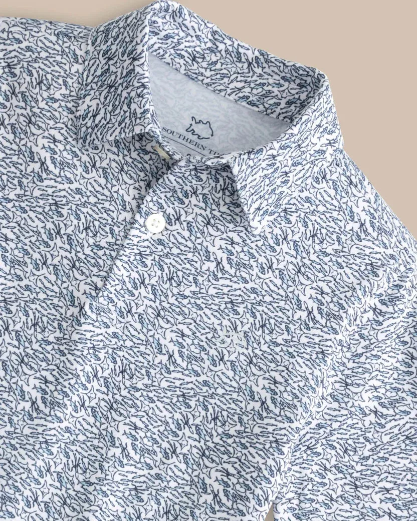 Southern Tide Boys Driver Schooling Fish Polo Shirt - Classic White