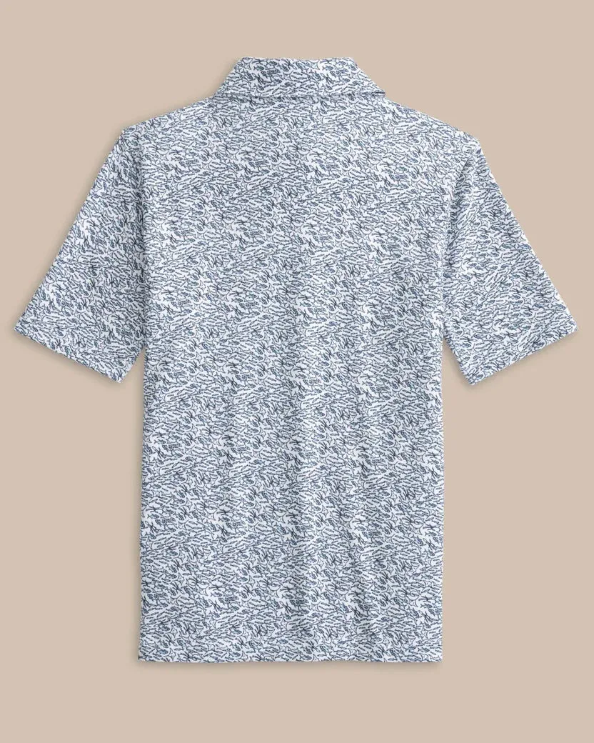 Southern Tide Boys Driver Schooling Fish Polo Shirt - Classic White