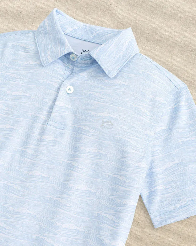 Southern Tide Boys Get In Shipshape Printed Performance Polo - Classic White