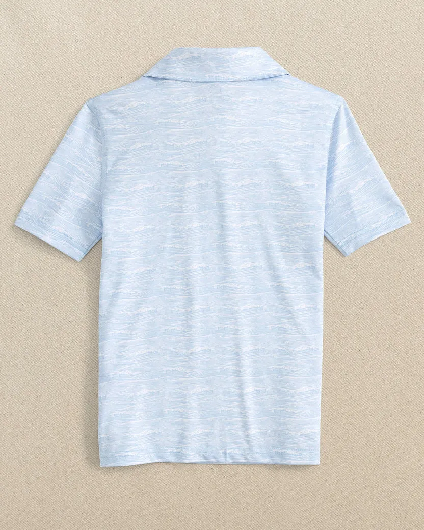 Southern Tide Boys Get In Shipshape Printed Performance Polo - Classic White
