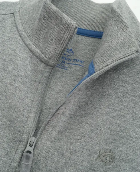 Southern Tide Boys' Heathered Skipjack 1/4 Zip Pullover - Light Grey